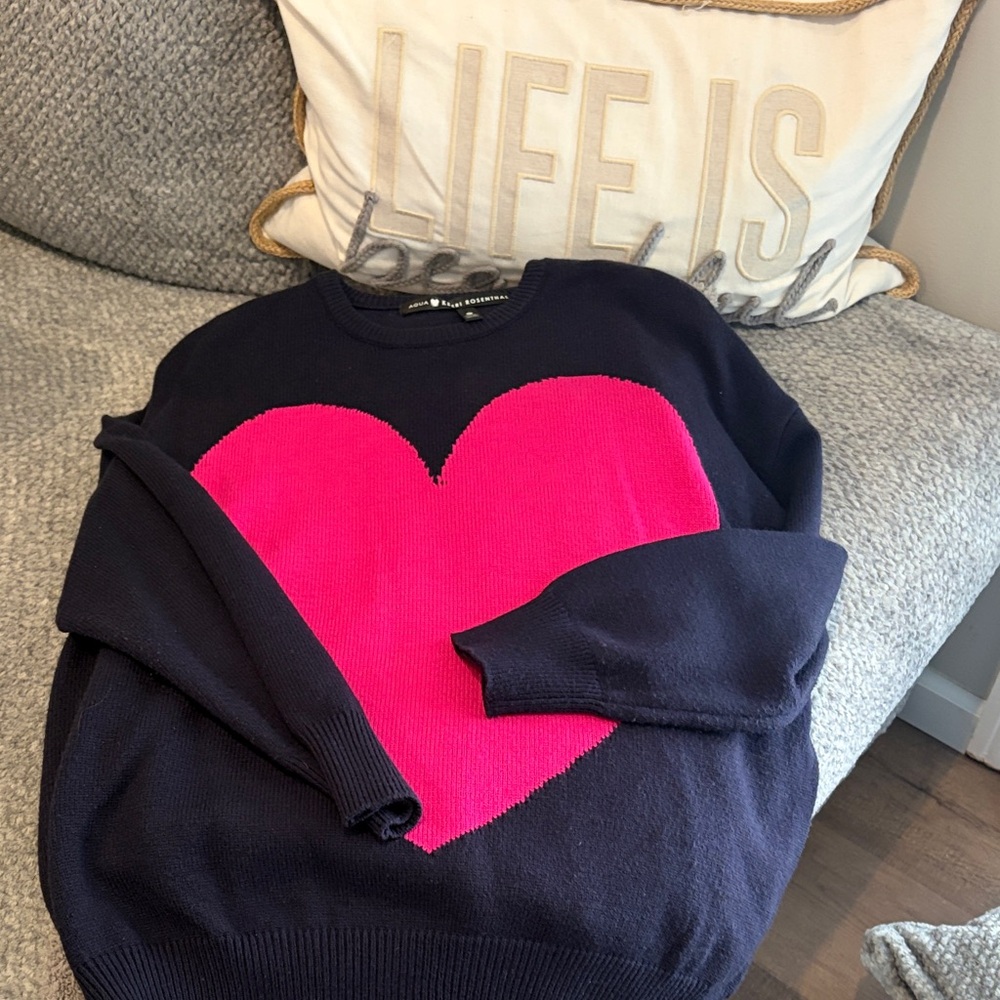 Rosenthal Dark Blue Sweater with Bold Pink Heart